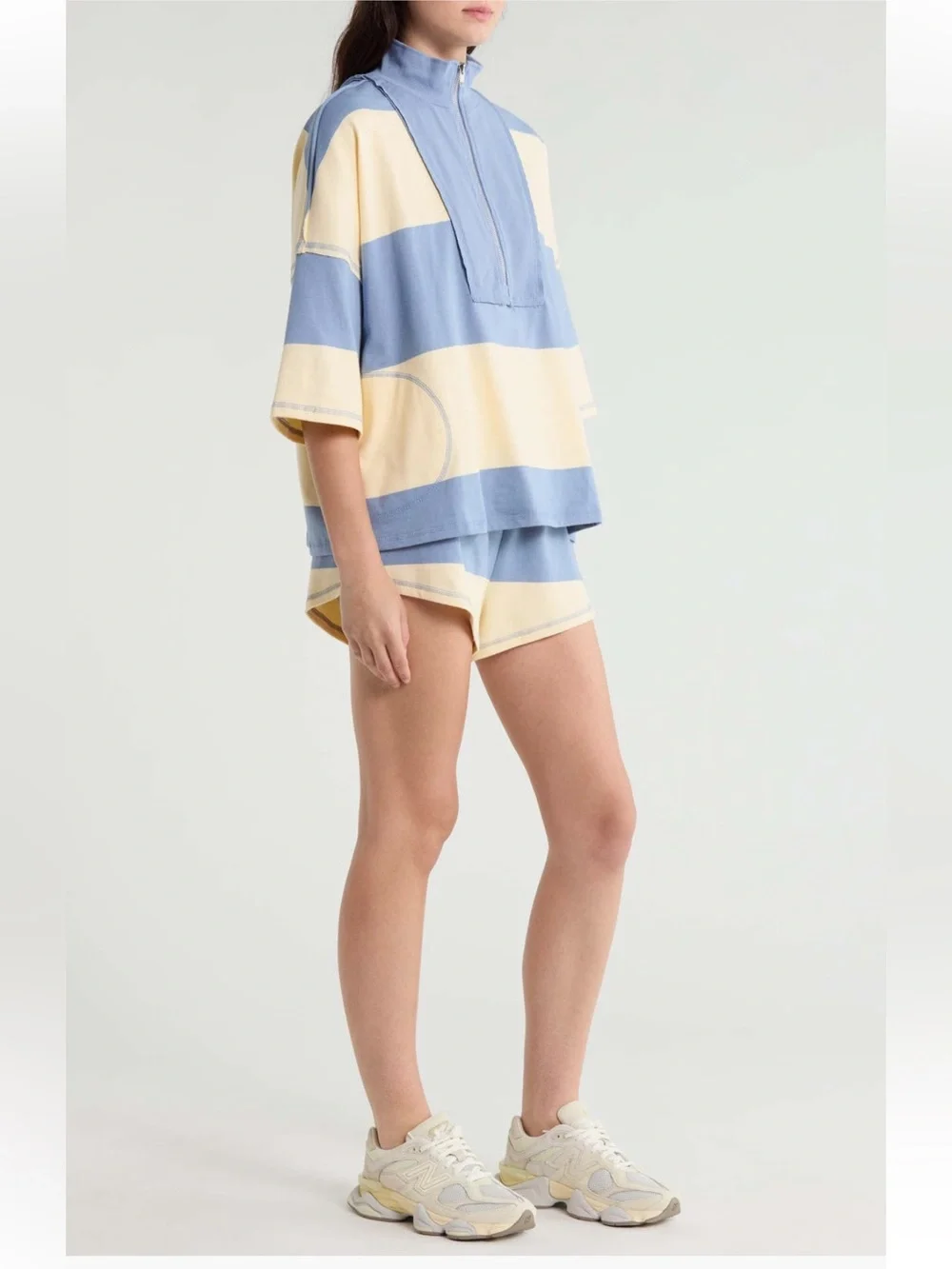 NWT Free People Retro Rugby set in yellow and blue